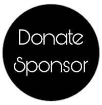 a black and white circle with the words donate sponsor