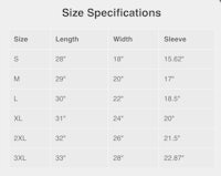 a chart showing the size specifications of a t - shirt